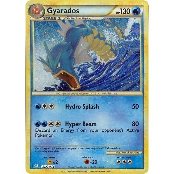 Pokémon card: CLB 007/034 Gyarados from Pokemon Trading Card Game Classic, Water type, front of card
