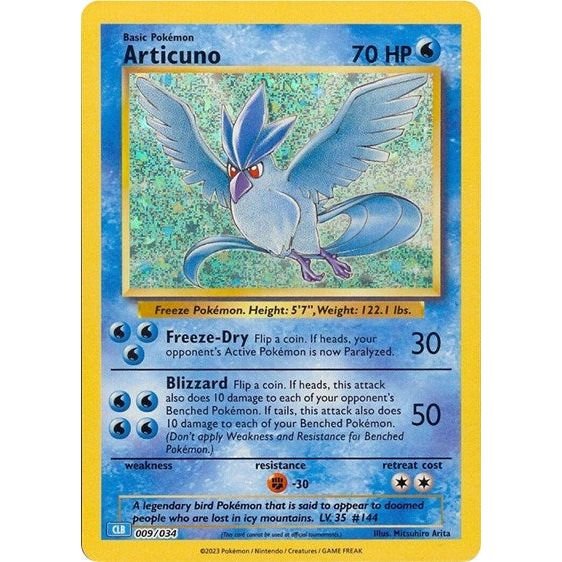 Pokémon card: CLB 009/034 Articuno from Pokemon Trading Card Game Classic, Water type, front of card