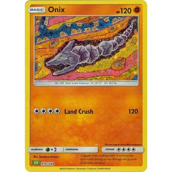 Pokémon card: CLV 010/034 Onix from Pokemon Trading Card Game Classic, Fighting type, front of card