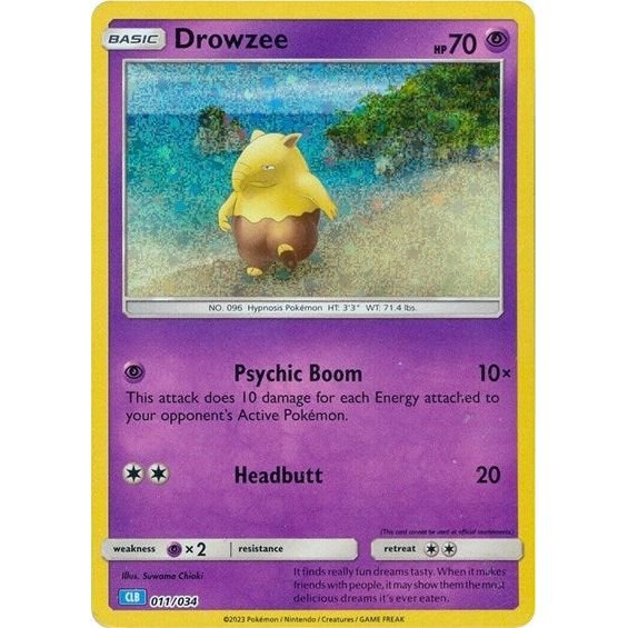 Pokémon card: CLB 011/034 Drowzee from Pokemon Trading Card Game Classic, Psychic type, front of card