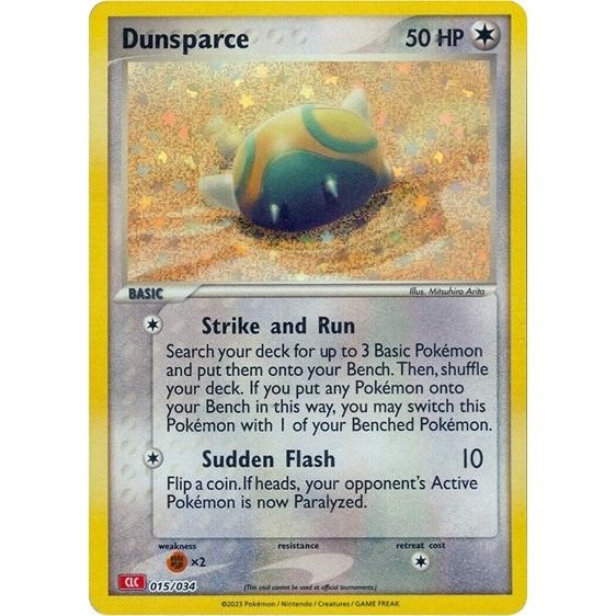 Pokémon card: CLC 015/034 Dunsparce from Pokemon Trading Card Game Classic, Colorless type, front of card