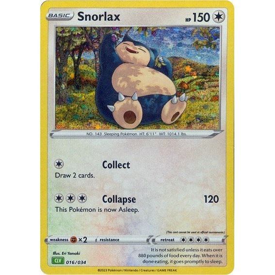 Pokémon card: CLV 016/034 Snorlax from Pokemon Trading Card Game Classic, Colorless type, front of card