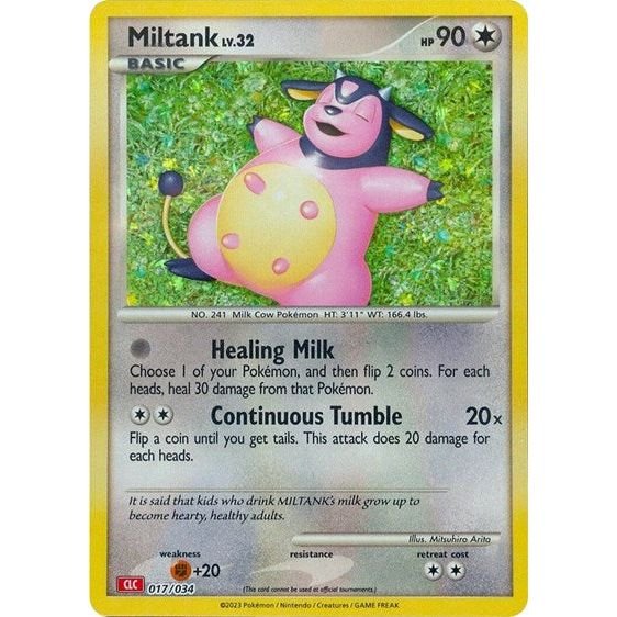 Pokémon card: CLC 017/034 Miltank from Pokemon Trading Card Game Classic, Colorless type, front of card