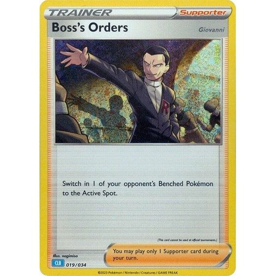 Pokémon card: CLB 019/034 Boss's Orders from Pokemon Trading Card Game Classic, front of card