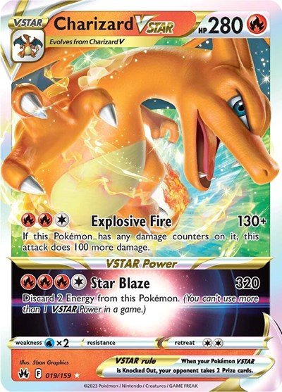 Pokémon card: Charizard VSTAR 019/159 from Crown Zenith (Ultra Rare), Fire type, front of card