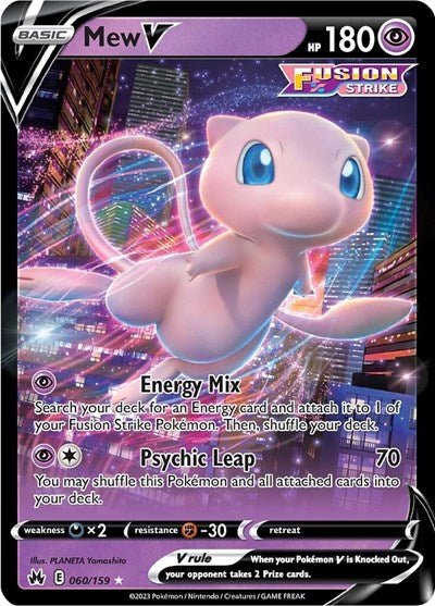 Pokémon card: Mew V 060/159 from Crown Zenith (Ultra Rare), Psychic type, front of card