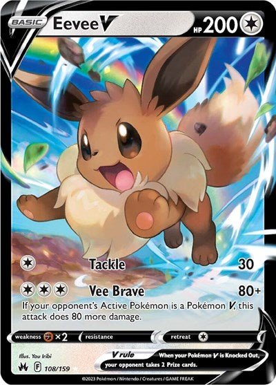 Pokémon card: Eevee V 108/159 from Crown Zenith (Ultra Rare), Colorless type, front of card