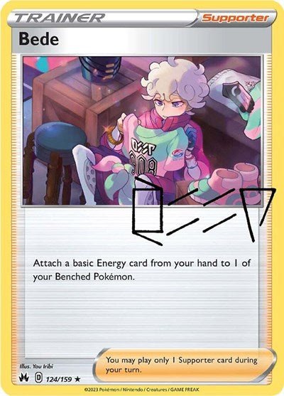 Pokémon card: Bede 124/159 from Crown Zenith (Holo Rare), front of card