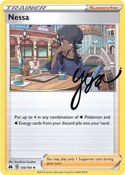 Pokémon card: Nessa 136/159 from Crown Zenith (Holo Rare), front of card