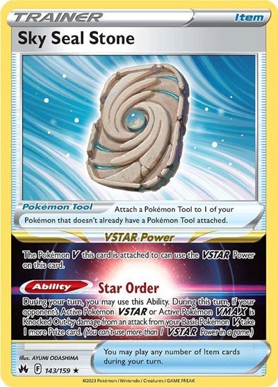 Pokémon card: Sky Seal Stone 143/159 from Crown Zenith (Holo Rare), front of card