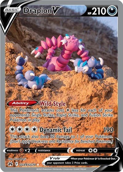 Pokémon card: Drapion V GG49/GG70 from Crown Zenith Galarian Gallery (Ultra Rare), Darkness type, front of card