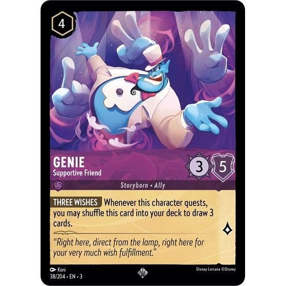 Lorcana card: Genie - Supportive Friend 038/204 from Into The Inklands (Super Rare), front of card
