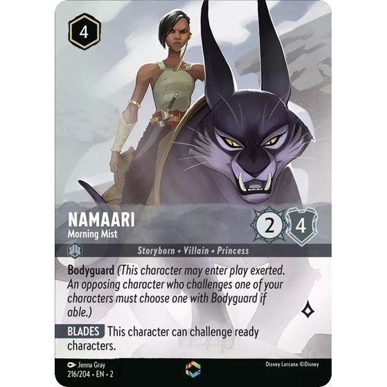 Lorcana card: Namaari - Morning Mist 216/204 from Rise of the Floodborn (Enchanted), front of card