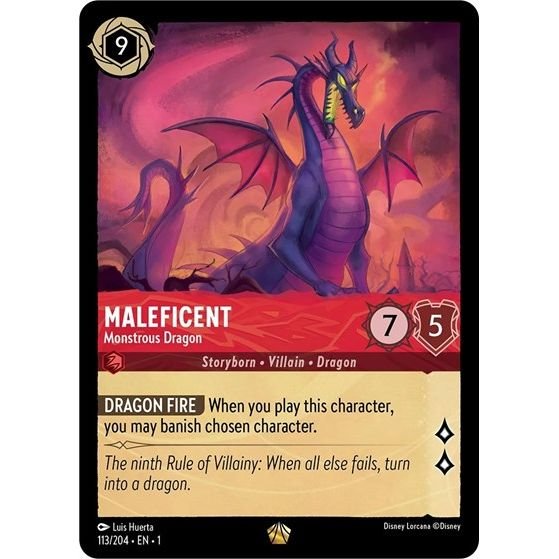 Lorcana card: Maleficent - Monstrous Dragon 113/204 from The First Chapter (Legendary), front of card