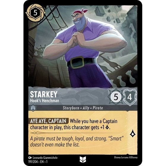 Lorcana card: Starkey - Hook's Henchman 191/204 from The First Chapter (Uncommon), front of card