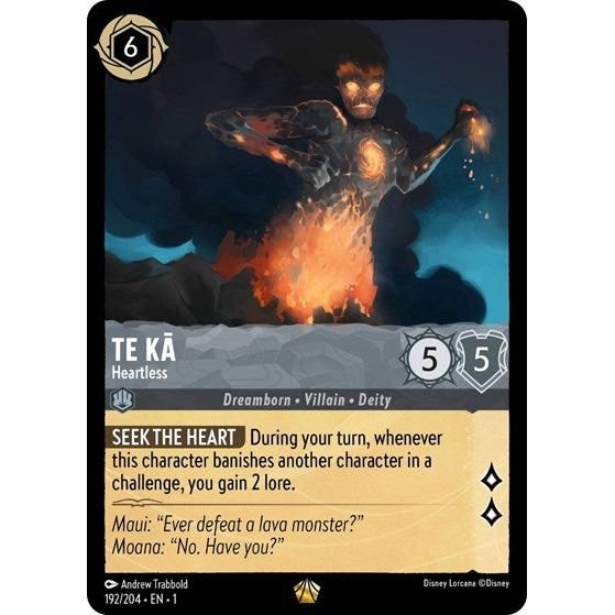 Lorcana card: Te Ka - Heartless 192/204 from The First Chapter (Legendary), front of card