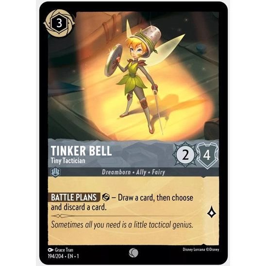 Lorcana card: Tinker Bell - Tiny Tactician 194/204 from The First Chapter (Common), front of card