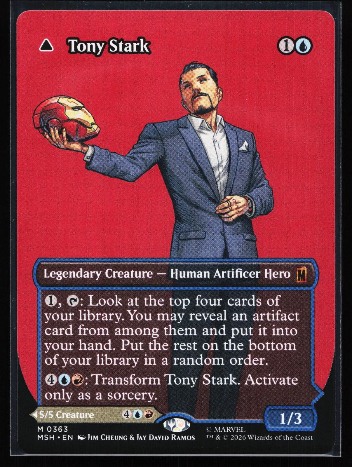 Magic: The Gathering card: Marvel Super Heroes 363 Tony Stark (Borderless) (0363) Mythic, front of card