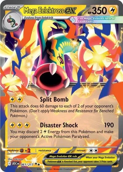 Pokémon card: Mega Eelektross ex 061/217 from Ascended Heroes (Double Rare), Lightning type, front of card