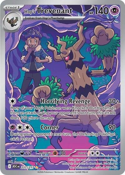 Pokémon card: Hop's Trevenant 237/217 from Ascended Heroes (Illustration Rare), Psychic type, front of card