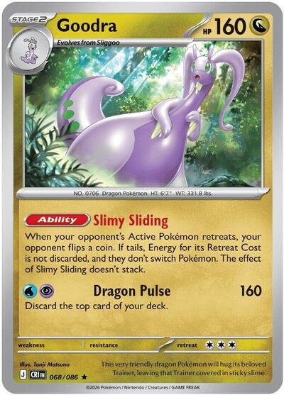Pokémon card: Goodra 068/086 from Chaos Rising (Rare), Dragon type, front of card