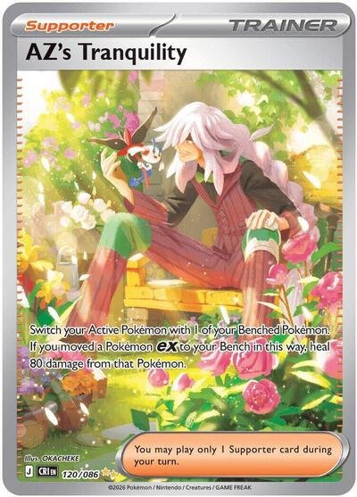 Pokémon card: AZ's Tranquility 120/086 from Chaos Rising (Special Illustration Rare), front of card