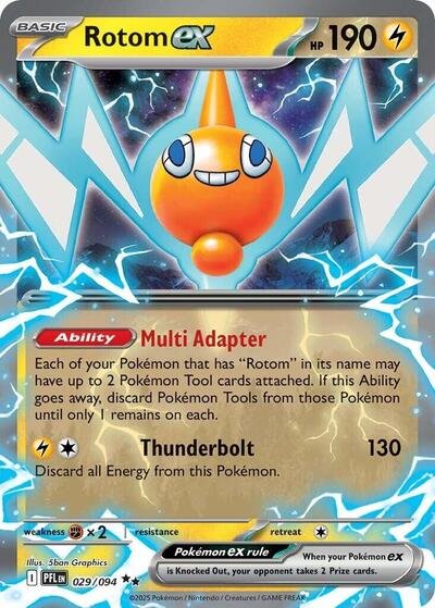 Pokémon card: Rotom ex 029/094 from Phantasmal Flames (Double Rare), Lightning type, front of card