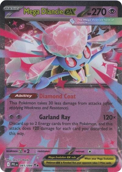 Pokémon card: Mega Diancie ex 041/094 from Phantasmal Flames (Double Rare), Psychic type, front of card
