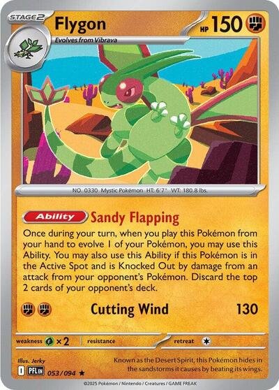 Pokémon card: Flygon 053/094 from Phantasmal Flames (Rare), Fighting type, front of card