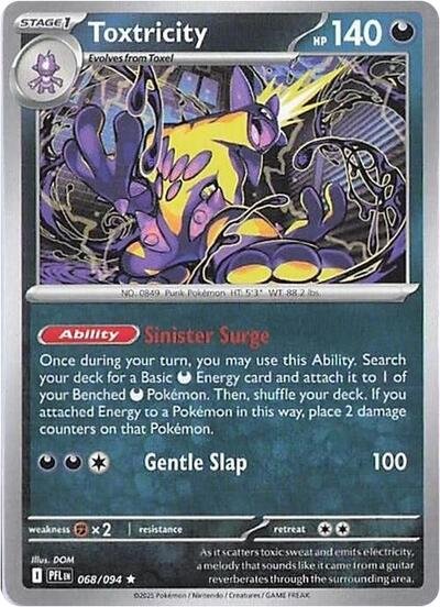 Pokémon card: Toxtricity 068/094 from Phantasmal Flames (Rare), Darkness type, front of card
