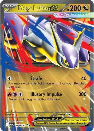 Pokémon card: Mega Latias ex 100/132 from Mega Evolution base set (Double Rare), Dragon type, front of card