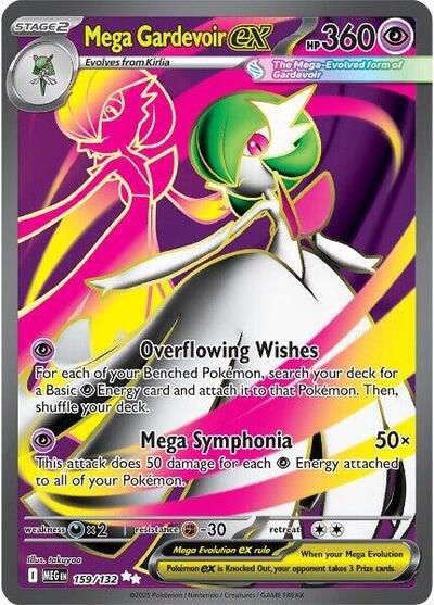 Pokémon card: Mega Gardevoir ex 159/132 from Mega Evolution base set (Ultra Rare), Psychic type, front of card
