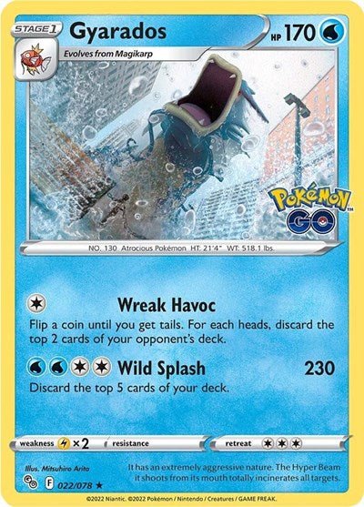 Pokémon card: Gyarados 022/078 from Pokemon GO (Holo Rare), Water type, front of card
