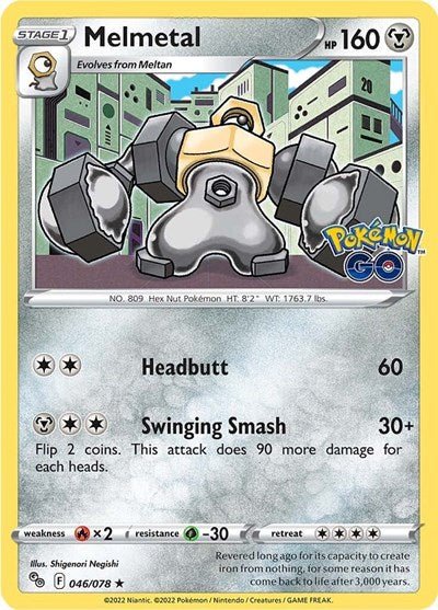 Pokémon card: Melmetal 046/078 from Pokemon GO (Holo Rare), Metal type, front of card