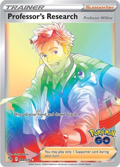 Pokémon card: Professor's Research 084/078 from Pokemon GO (Secret Rare), front of card