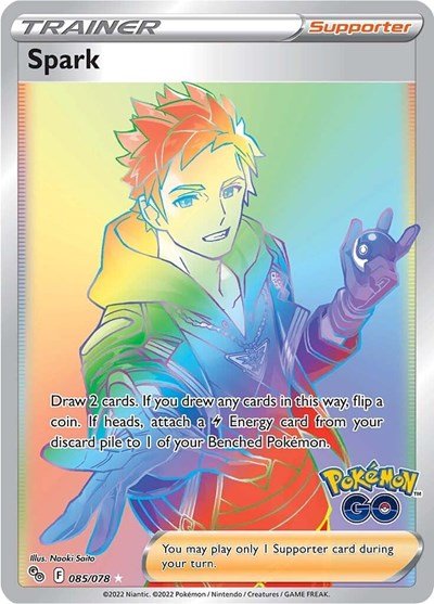 Pokémon card: Spark 085/078 from Pokemon GO (Secret Rare), front of card