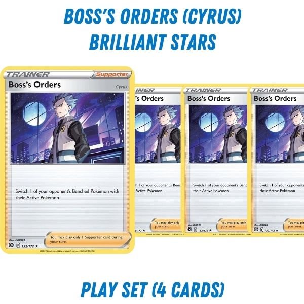 Pokémon card: Boss's Orders (Cyrus) (Brilliant Stars) from Pokémon TCG Trainer Playset, front of card