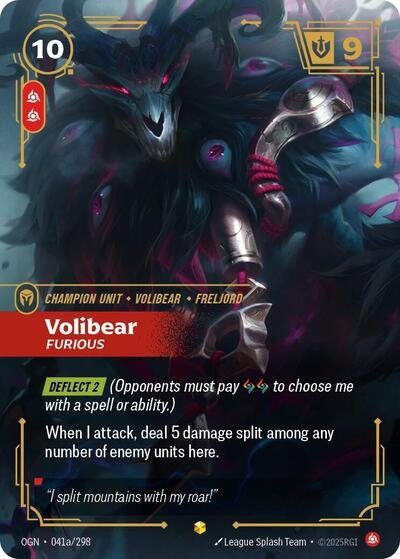 Riftbound card: Volibear - Furious (Alternate Art) 041a/298 from Origins (Showcase), front of card