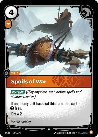 Riftbound card: Spoils of War 144/298 from Origins (Uncommon), front of card
