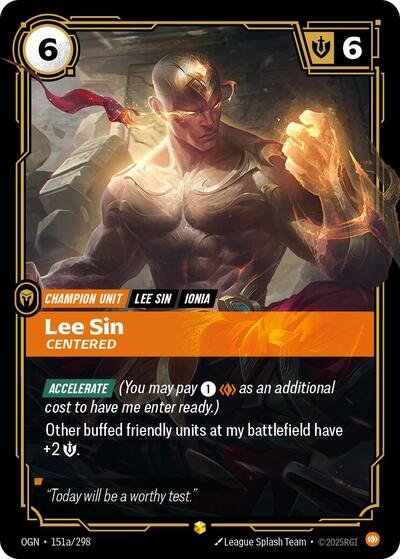 Riftbound card: Lee Sin - Centered (Alternate Art) 151a/298 from Origins (Showcase), front of card