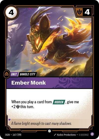 Riftbound card: Ember Monk 167/298 from Origins (Common), front of card
