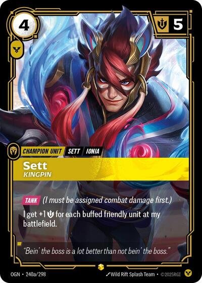 Riftbound card: Sett - Kingpin (Alternate Art) 240a/298 from Origins (Showcase), front of card
