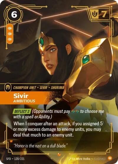 Riftbound card: Sivir - Ambitious 120/221 from Spiritforged (Epic), front of card
