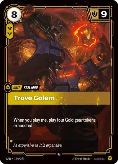 Riftbound card: Trove Golem 174/221 from Spiritforged (Rare), front of card