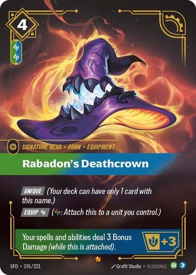 Riftbound card: Rabadon's Deathcrown 191/221 from Spiritforged (Epic), front of card