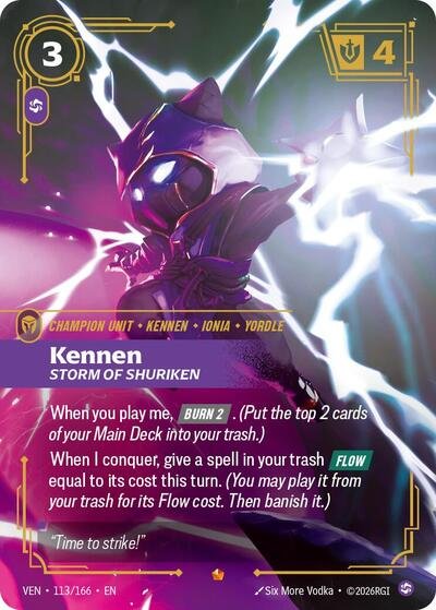 Riftbound card: Kennen 113/166 from Vendetta (Epic), front of card