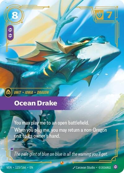Riftbound card: Ocean Drake 115/166 from Vendetta (Epic), front of card