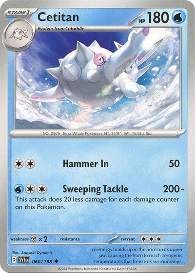 Pokémon card: Cetitan 060/198 from Scarlet & Violet base set (Uncommon), Water type, front of card