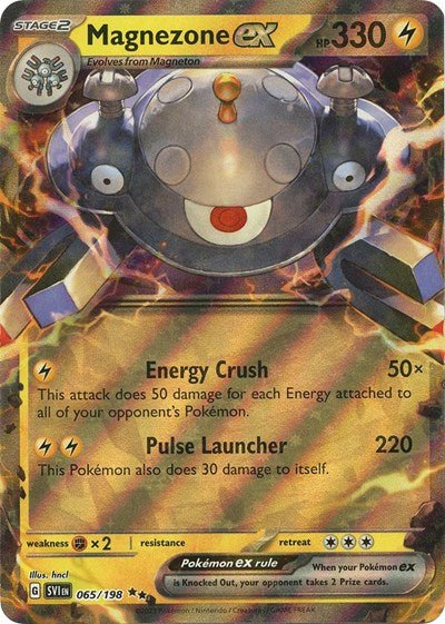 Pokémon card: Magnezone ex 065/198 from Scarlet & Violet base set (Double Rare), Lightning type, front of card