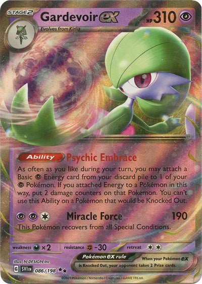 Pokémon card: Gardevoir ex 086/198 from Scarlet & Violet base set (Double Rare), Psychic type, front of card